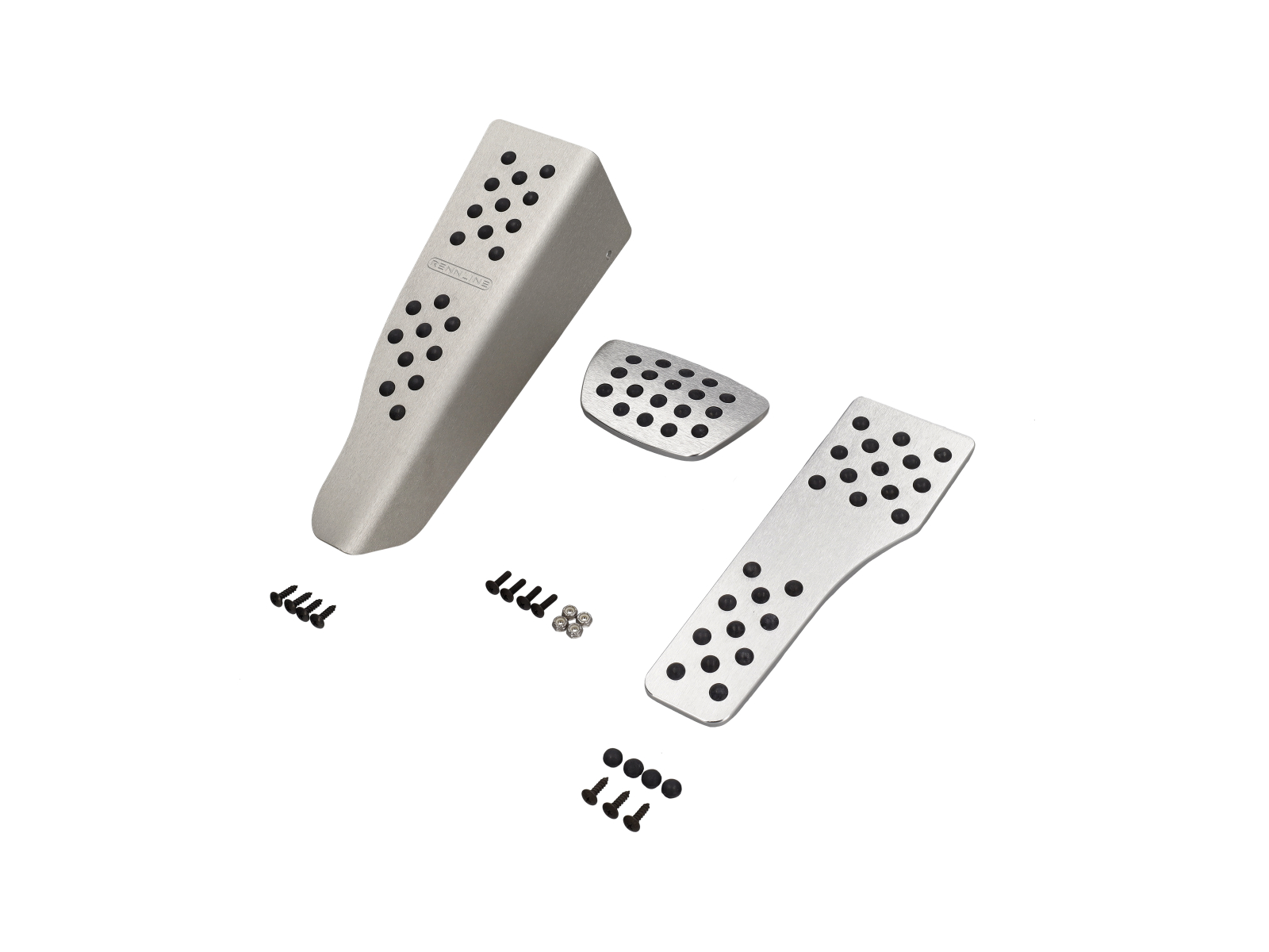 Rennline Aluminium 3-piece pedal set rubber grip.